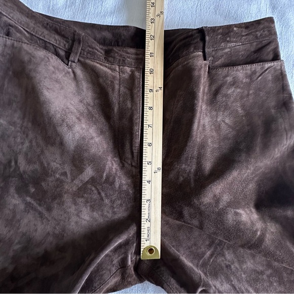 C'est City Pants Womens 12 Brown Suede Straight Leg Genuine Leather Classic - Picture 5 of 11